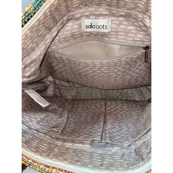 Sakroots Coated Canvas Shoulder Metro Tote Handbag (One Size, Aqua One World) - Picture 6 of 9